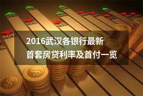2016武汉各银行最新首套房贷利率及首付一览